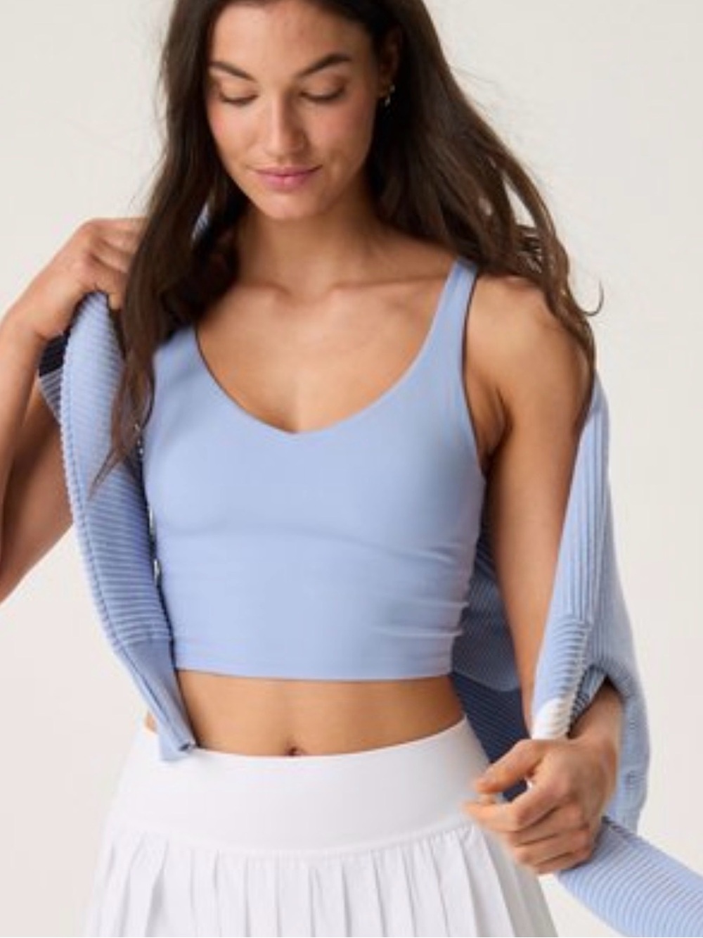 Light Blue V-Neck Tank Crop Top OFFLINE- Women's Active & Casual